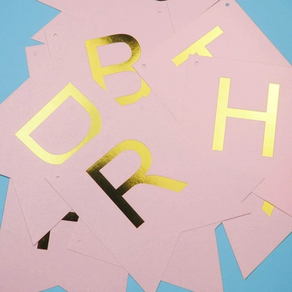 Pink Gold Happy Birthday Banner –‎ Large Backdrop Sign for Party Décor